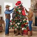 Western Christmas Tree Decorations Ornaments for Christmas Tree Cowboy Hat Xmas Ornament for Holiday Country Party Home Decor(Red)