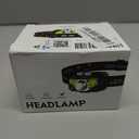 LHKNL Headlamp Flashlight, Lumen Ultra-Light Bright LED Rechargeable Headlight with White Red Light, 1-Pack Waterproof Motion Sensor Head Lamp,8 Modes for Outdoor Camping Running Hiking Fishing (Black)