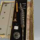 Antique Quill Pen Unique Half-Patterned Feather Pen Set with 6 Nibs 1 Bottle of Ink 1 Seal Stamp 1 Pen Holder 1 Sealing Wax LL-149