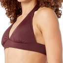 Amazon Essentials Women's Light-Support Tie Halter Bikini Swimsuit Top (Available in Plus Size) (Deep Brown)