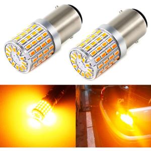 PHINLION 2057 1157 Orange Yellow LED Bulbs Super Bright 3014 72-SMD 1034 2357 7528 LED Bulb for Turn Signal Blinker Parking Side Marker Lights, Amber Yellow