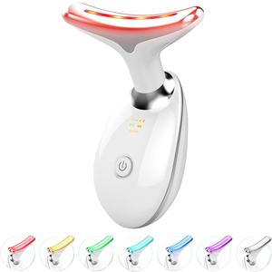 Red-Light-Therapy-for-Face and Neck, Red Light Therapy Wand, 7 Color Led Face Neck Massager for Skin Care, White