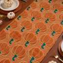 Soft Plush Faux Fur Jacquard Pumpkins Fall Rustic Table Runner, Seasonal Autumn Kitchen Dining Fall Table Decoration Halloween Table Runner for Home Party Decor 13x72 Inch Thanksgiving Decorations