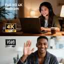 NIVEOLI 4K Center Screen Webcam with Microphone, AutoFocus 4K Middle Screen Webcam USB Type-C/A Adapter, Eye Level Camera Plug&Play (Clamp)