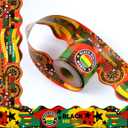 72ft Black History Month Bulletin Board Border Decoration Kente Cloth Trim Irregular Two-Sided Printed Paper for Classroom Poster African American Celebration Party School Decor
