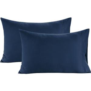 Lane Linen 100% Organic Cotton King Size Pillow Cases Set of 2 (20''x36'') - Certified Organic Cotton Pillowcases - Navy Blue