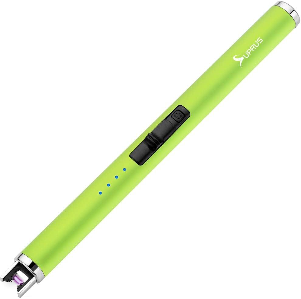 SUPRUS Fluorescent Lighter Glows in The Dark USB Lighter Rechargeable Windproof Pocket Size for Candle Cooking BBQ in Party (Yellow)