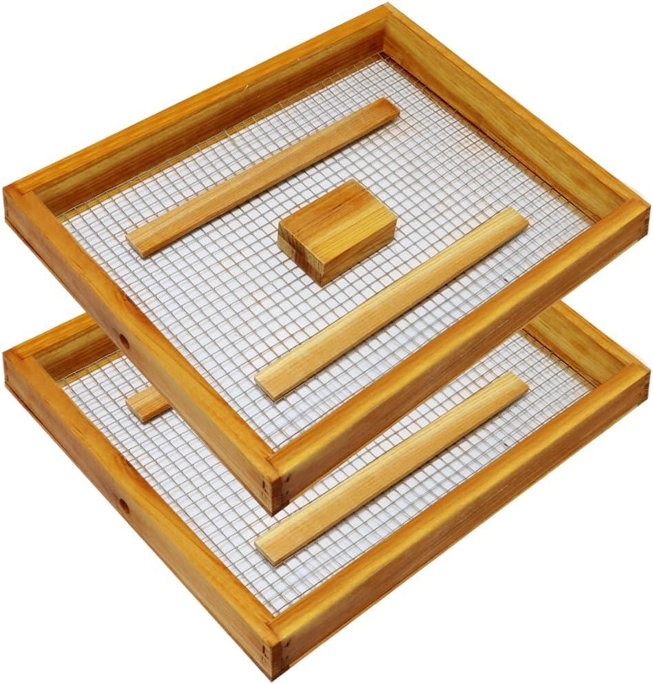 2Pcs 10 Frame Beeswax Coated Bee Hive Candy Board, Assembled Winter Feeder Top Feeder for Winter Beekeeping Supplies