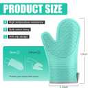 Silicone Oven Mitts, Heat Resistant 2PCS Oven Mitts with Soft Cotton Lining, Waterproof Non-Slip Grip Oven Glove, Kitchen Potholder Mits for BBQ, Baking, Cooking, 12.5 Inch - Green