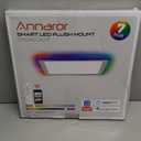 Annaror Smart LED Ceiling Light WiFi, 13in RGB Flush Mount Lighting Fixture with Remote, Compatible with Alexa Google Home, Low Profile Ceiling Light for Bedroom, Kitchen, Square White