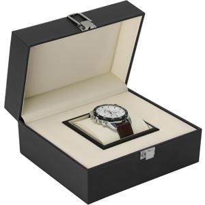 Noble Large Single Watch Gift Box for Men Women, PU Leather Big Watch Case, Luxury Travel Watch Storage Boxes Wristwatch Display Holder Cases with Removable Soft Pillow (Black)