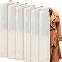 Aliceset 6 Pcs 24 x 65 inches Cotton Garment Bags for Hanging Clothes, Canvas Suit Bags for Clothes Coats Jackets Shirts Closet Storage Travel Gusseted Hanging Garment Cover