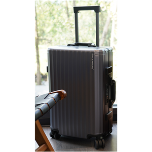 25-inch Aluminum Checked Luggage: Silver - Full Metal Shell - Crush-Resistant & Burst-Proof, TSA Lock & Spinner Wheels for Business Travel - Men Women, Black