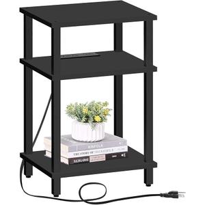 TUTOTAK End Table, Side Table, Nightstand, 3-Tier Storage Shelf, Couch Table for Small Space, Living Room, Bed Room TB01BG049 (Black)