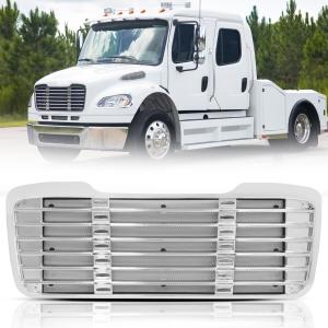 Silver Painted Front Hood Radiator Grille with Bug Screen Compatible With Freightliner M2 2004-2013