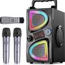 Bluetooth Speaker, 60W(Peak) Wireless Portable Bluetooth Speakers, Beat-Driven Lights, Loud Stereo Small Party Speaker with Double Woofer, Speakers with Two Microphone for Outdoor, Garage, Camping