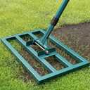 BeeOwner Lawn Leveling Rake Stainless Steel Leveling Rake 17”x10” Reinforced Welds with 64” Adjustable Long Handle Leveler Tool for Soil, Ground,Backyard Dressing,Golf Field,Garden Tools Grass Seed