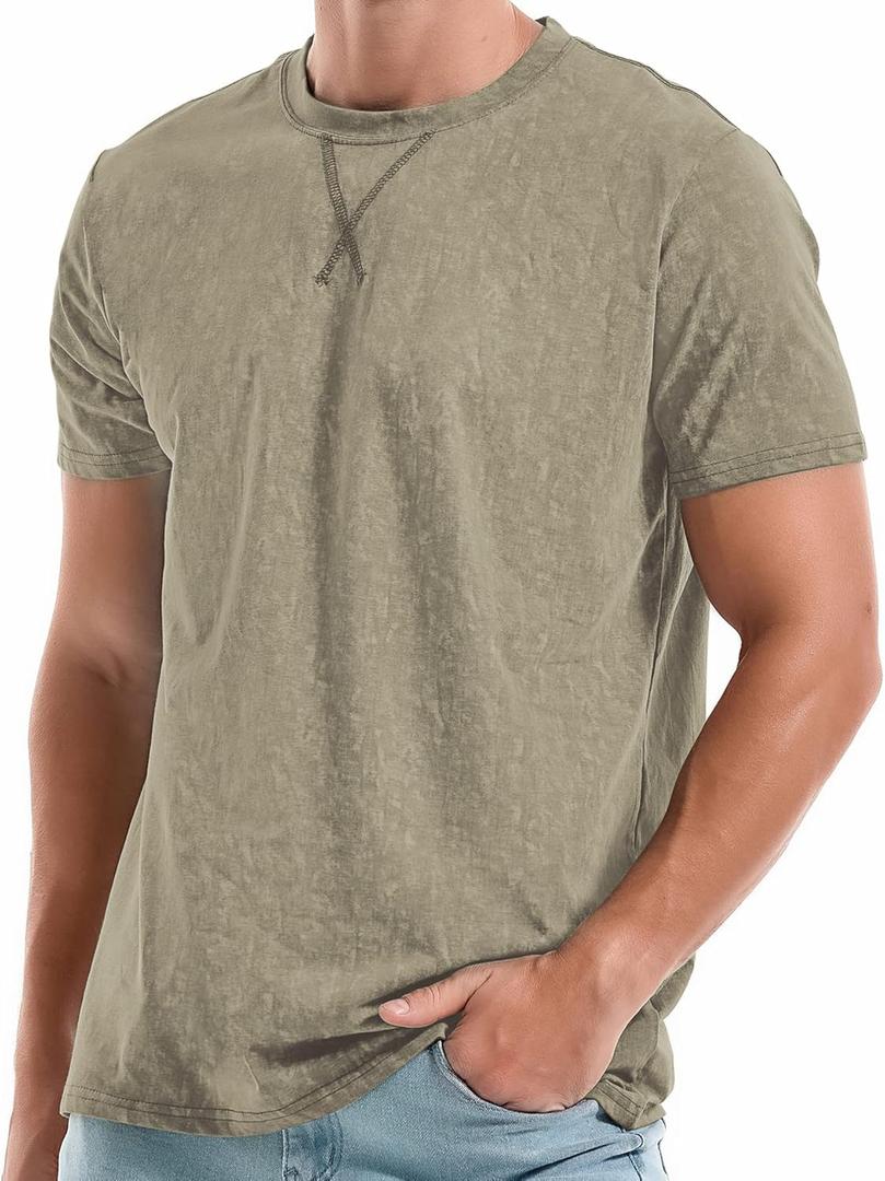 KLIEGOU Men's T-Shirts - Premium Cotton Crew Neck Tees S - 4XL (Large, 2166 Armygreen) KLIEGOU Men's T-Shirts - Premium Cotton Crew Neck Tees S - 4XL (Large, 2166 Armygreen)
