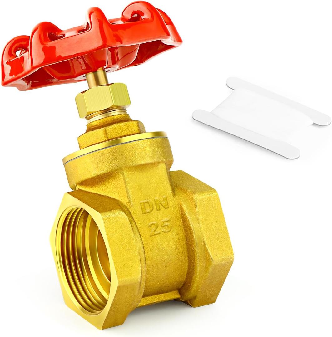 GASHER 1PCS 1 Inch Brass industrial Gate Valve, Heavy-duty Rotary Sluice Valve With Female x Female Threads, With Wheel Handle, For Water, Oil, Gas