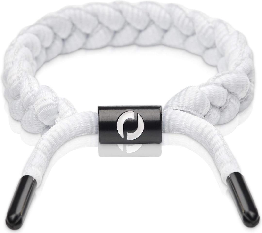 Adjustable Paracord Bracelet Made of Durable Waterproof Rope | Stylish Accessory For Men Fits Any 6-8.5" Wrist Size (2-White)