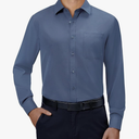 Alimens & Gentle Mens Dress Shirts 4-Way Stretch Long Sleeve Collared Casual Solid Wedding Dating Button Down Shirt, Dusty Blue, 3XL