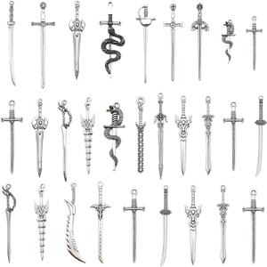 30PCS 3.46inch Mini Sword, Sword Charms, Sword Keychain, Zinc Alloy Miniature Swords, Decorative Accessories for Collectors and Enthusiasts