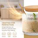 YORY 4-Pack Vintage Glass Mugs with Bamboo lids and Spoons Coffee Tea Cups Gifts for Women Overnight Oats Containers 14oz,