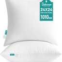 Oubonun 24 x 24 Throw Pillow Inserts - Soft, Plush & Decorative Down Alternative Pillows for Couch Sofa Bed, Machine Washable - White, Pack of 2