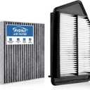 Engine+Cabin Air Filters Set Fit for 2013-2017 Honda Accord 2.4L, 2015-2020 Acura TLX 2.4L(All Not for Hybrid) Engine Air Filter for My Car Replacement Automotive Accessories CF10134 CA11476