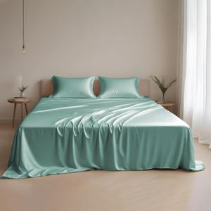 Linenwalas Eucalyptus Tencel Lyocell Sheets Set King Size - Cooling Breathable Silk Soft, 1 Fitted 1 Flat and 2 Pillowcases (King/Aqua)