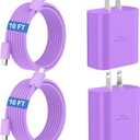 45W Super Fast Charger USB C Android Phone Charger Type C Charger Fast Charging Block with 10FT C Charger Cord for Samsung Galaxy S25/S25 Ultra/S25+/S24 Ultra/S24/S24+/S23/S22/S21/S20/Note20/Note 10 (Purple)