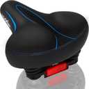 Oversized Bike Seat, Wide Bicycle Seat for Women Men Comfort, Universal Waterproof Bike Saddle Replacement with Safety Reflective Strip for Peloton, Exercise Bikes, Cruiser, City Bikes