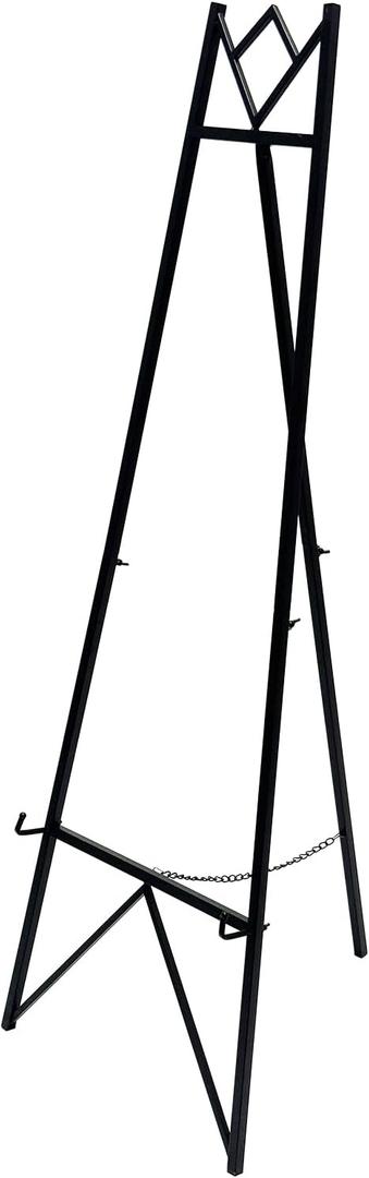 58 Inch Iron Adjustable Arts & Crafts Easels,Metal Easel Stand with Chain Support for Mirror,Floor Easels for Display Wedding Sign(Black)
