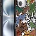 for iPhone 16 Case TPU+PC Premium Painted Anti-Drop Phone Case Superior Shock Absorption Military-Grade Drop Protection Graffiti of Cartoon Animal Phone Case