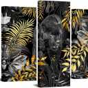 sechars 5 Pieces Black and White Animal Panther Canvas Wall Art Modern Cheetah with Blue Eyes Pictures Wildlife Painting Artwork Framed for Living Room Bedroom Office Decor Ready to Hang (Medium)