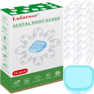 Mouth Guard for Grinding & Clenching Teeth with Portable Hygiene Case | Anti-Slip & Soft Hook Design BPA Free | Disposable & Ready to Use - No Need to Boil/Mold | One Size Fits All 16 Count