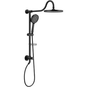 Tearel 9 Inches Rainfall Shower Head and Handheld Showerhead Combo Shower System with Slide Bar, Matte Black