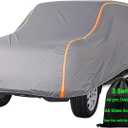 Large SUV Car Cover Waterproof All Weather for Automobiles, Outdoor Full Size SUV Cover Rain Sun UV Protection, Universal Fit for Chevrolet Tahoe, Lincoln MKT, GMC Envoy Fit 201" to 215" (Size 11: SUV Plus (Under 216"), Gray(Max))