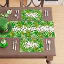 2 x XCHI Watercolor Green Shamrocks Clovers St. Patrick's Day Placemats Set of 4 Table Mats for Party Home Kitchen Dining Table Decorations 12x18 Inch