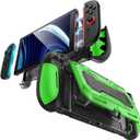 Mumba Dockable for Nintendo Switch 2 Case with Flip Stand, [Titan] Ergonomic Switch 2 Grip Protective Cover Holds 5 Game Cards & 2 TF Cards TPU Accessories and Quick-Release Joy-Con Design (Green)
