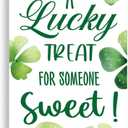 St Patricks Day Gift Tags, White Shamrock-Lucky Treat for Someone Sweet-Tag Decorative Hanging Paper Tag for Gift Wrapping Basket Irish Party Favor Decoration Supplies, 2" x 3.5"-100 Pcs
