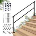 CHR Fence & Rail Hand Rails for Outdoor Steps, 6 Step Railing & Indoor Stair Railing Kit, Railings for Outdoor Steps and Hand Rails for Seniors for Porch Railing & Deck Hand Rail, 5-6 Step Handrail