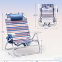 Old Bahama Bay 2 Pack 7-Position Lay-Flat Beach Chair, Lightweight Aluminum Frame Reclining Backpack Chair with Padded Headrest, Big Storage Bag, Heavy Duty Support for Tanning & Camping Stripe