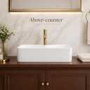 NUESTRA VIDA 19"x14.6" White Ceramic Rectangular Vessel Sink, Modern Above Counter Bathroom Art Basin with Faucet Hole, 19“ x 14.6” x 5.1“