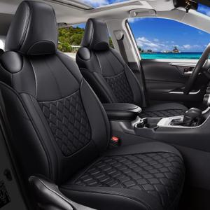 Huidasource Custom Fit RAV4 Car Seat Covers Full Set, Waterproof Front&Rear Seat Cushion Fit for 2019-2024 Toyota Rav4 XLE LE XLE Premium Limited(Not for Hybrid/Adventure/TRD Off-Road/Prime, Black)