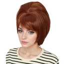 Retro Wig 50s 60s 70s Wig with Bangs for Women Synthetic Hair for Halloween Costume Party(Brown)