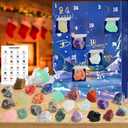 Advent Calendar 2024, 24 Days Natural Healing Crystal Gemstones Minerals & Fossils Advent Calendar Crystals Christmas Calendar Enthusiasts Rocks Collection for Xmas Girls Boys Kids Men Women (Blue)