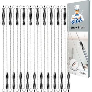 MR.SIGA Straw Cleaner Brush, 10 inch Stainless Steel Straw Brush with Hanging Hole, Reusable and Dishwasher Safe, 20 Pack