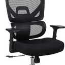 VECELO High Back Ergonomic Office Chair, Big and Tall Mesh Desk Chair with Wheels, Tilt Function, 3D Headrest, Lumbar Support, Swivel Rolling Computer Chair for Task, Home Office, Black, 21.7in x 26.0in x 49.0in