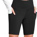 baleaf Women's 6"/8" High Waisted Biker Shorts with Pockets for Gym Workout Yoga Running Athletic (XX-Large, Black)